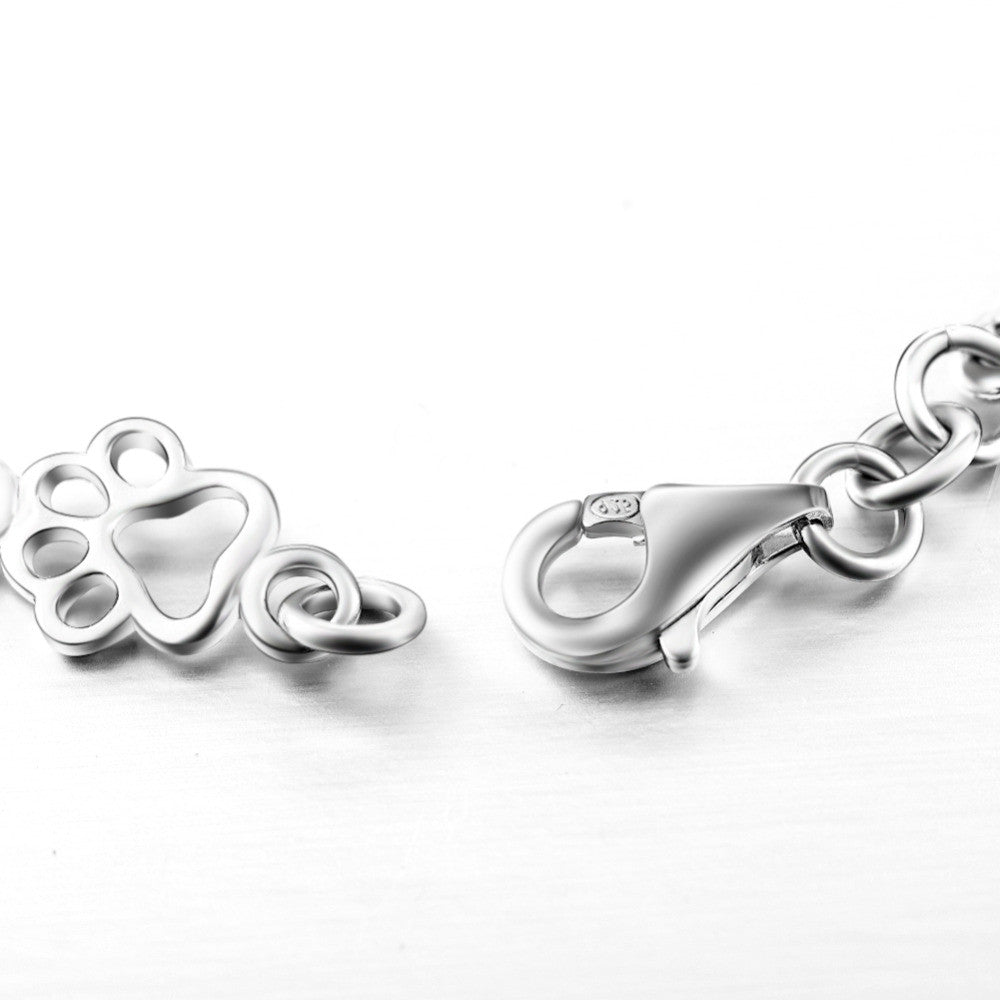 Silver Charm Bracelet with Paw Prints and Bones