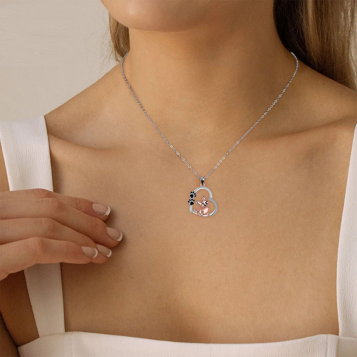 Silver &amp; Rose Gold Necklace Galway with Dog