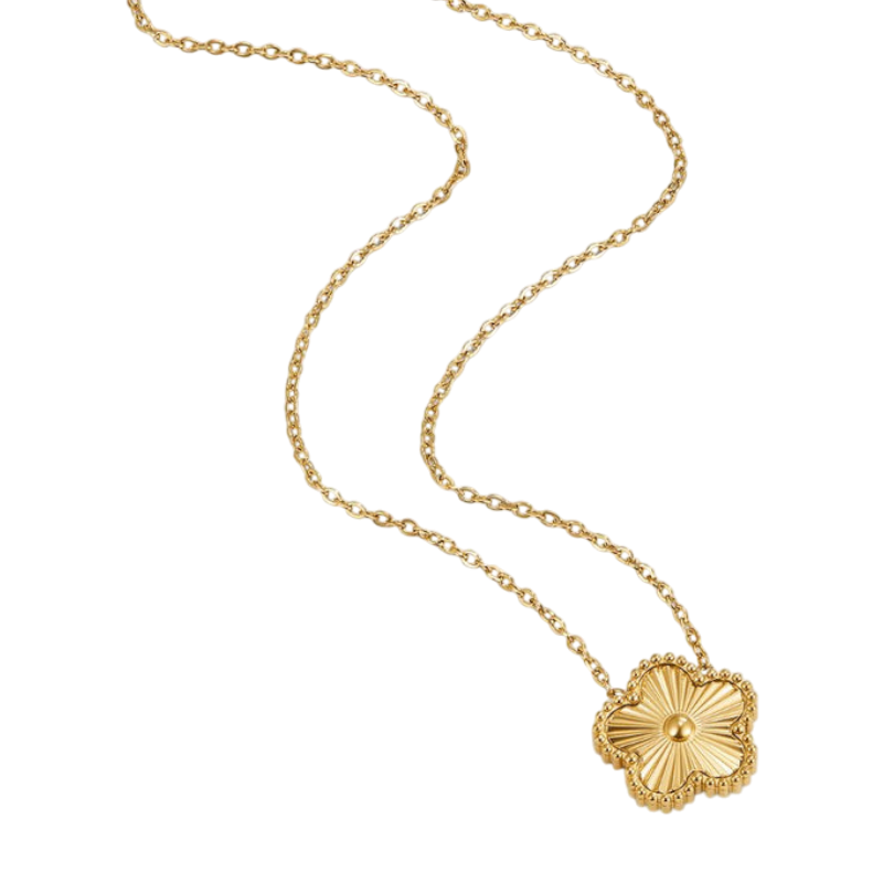 Gold Necklace Áine with Clover Motif