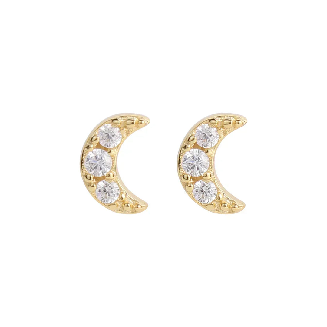 Gold Celestial Drop Earrings Aoife with Star and Moon