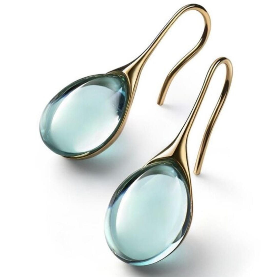 Gold Drop Earrings Aoife with Aquamarine