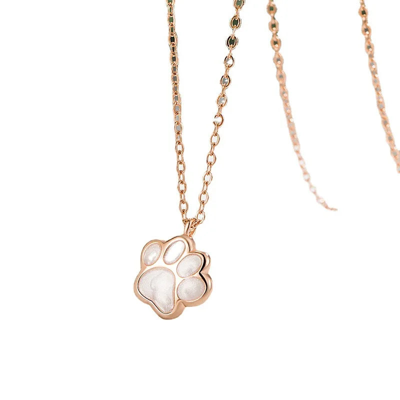 Rose Gold Necklace Deirbhile with Paw Print