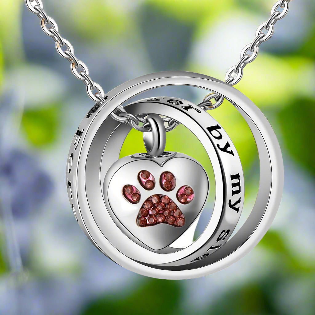 Stainless Steel Necklace Caoimhe with Paw Print Heart