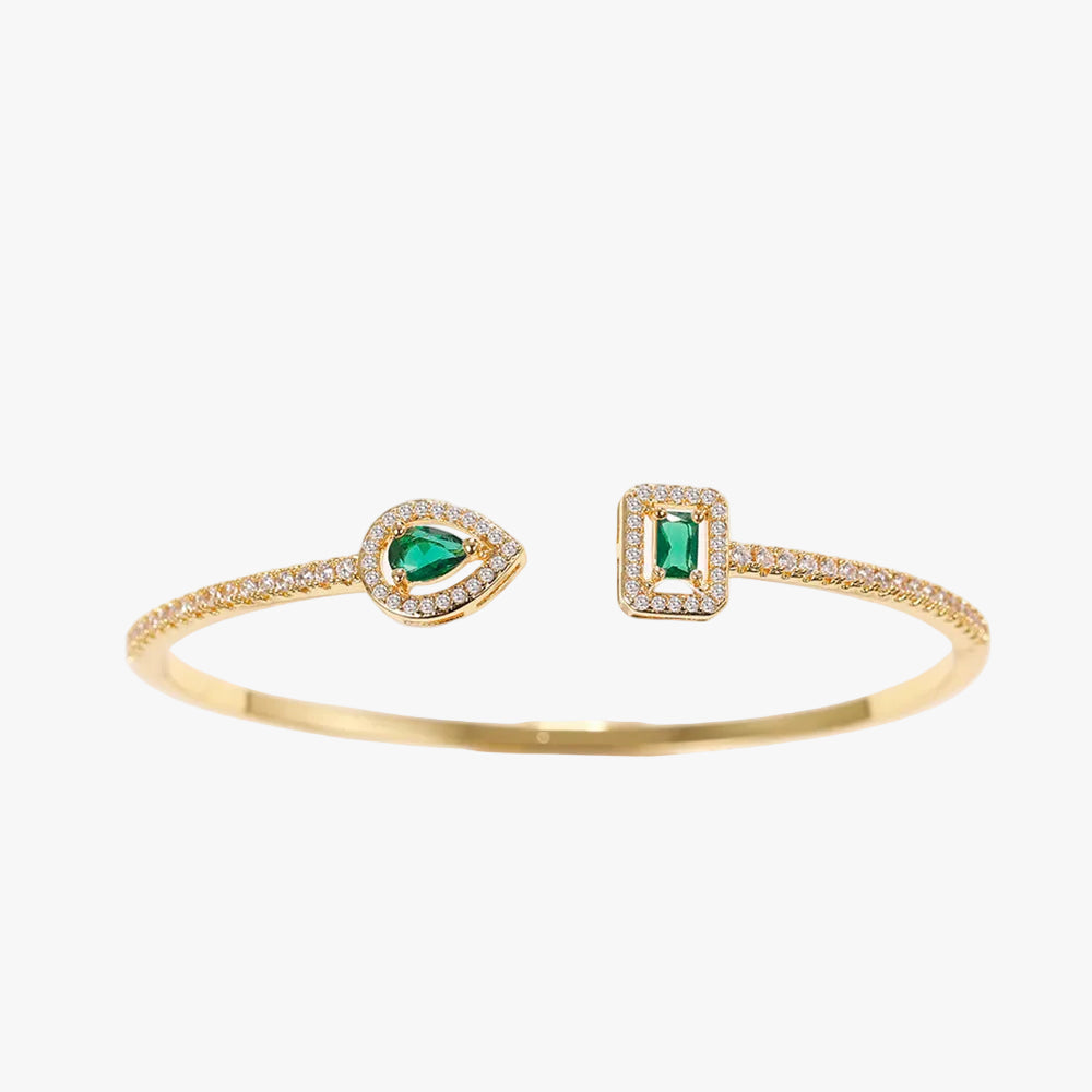 Gold Cuff Bracelet Órla with Emerald
