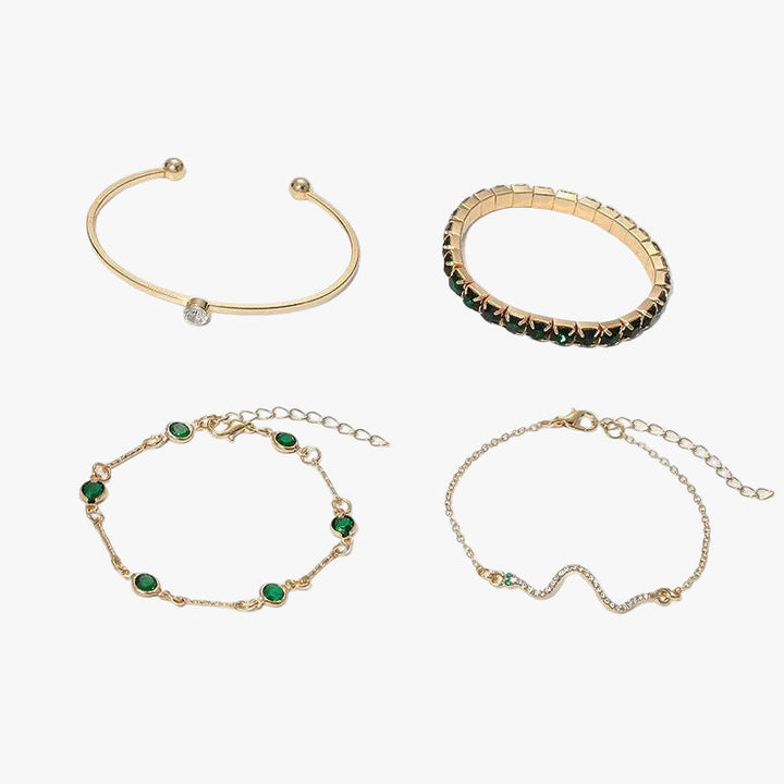 Gold Bracelet Set Clíodhna with Emerald
