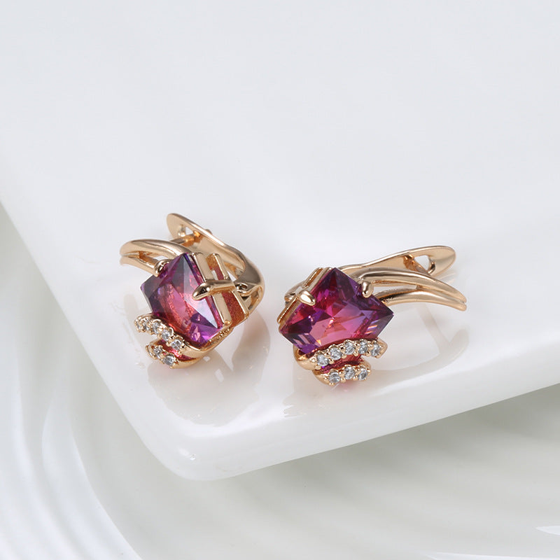 Gold Drop Earrings Órlaith with Red Crystal