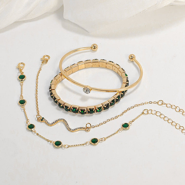 Gold Bracelet Set Clíodhna with Emerald