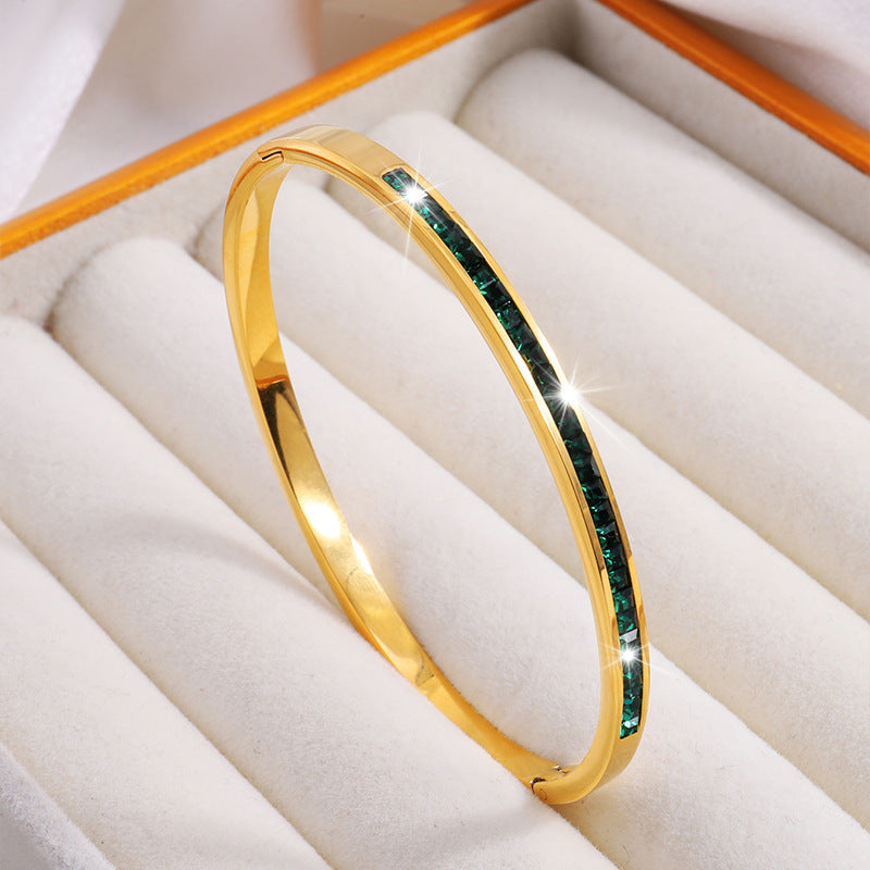 Gold Bangle Bracelet Deirdre with Emerald