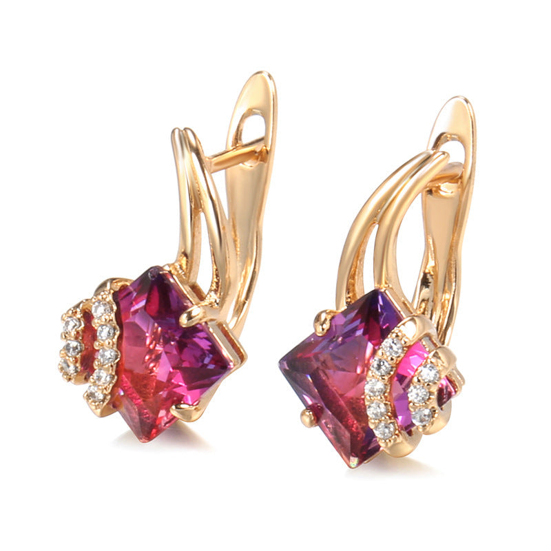 Gold Drop Earrings Órlaith with Red Crystal