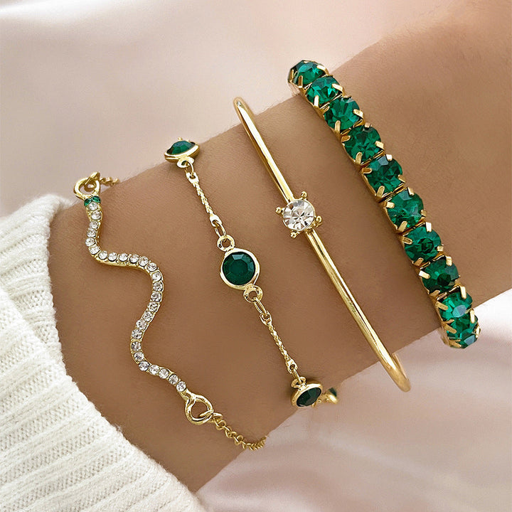 Gold Bracelet Set Clíodhna with Emerald