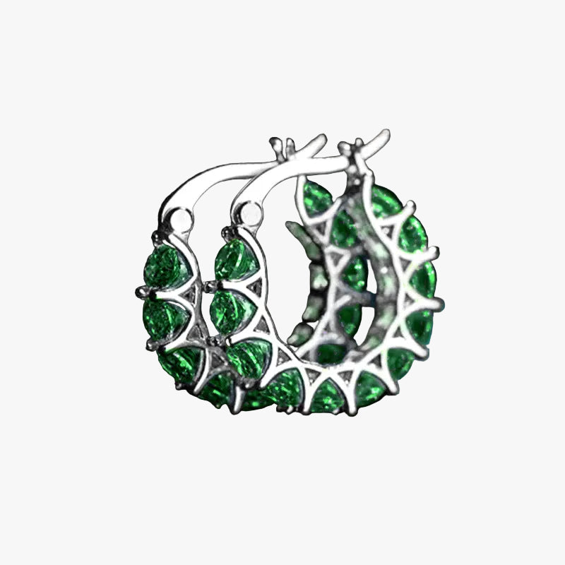 Gold Hoop Earrings Aoife with Emerald