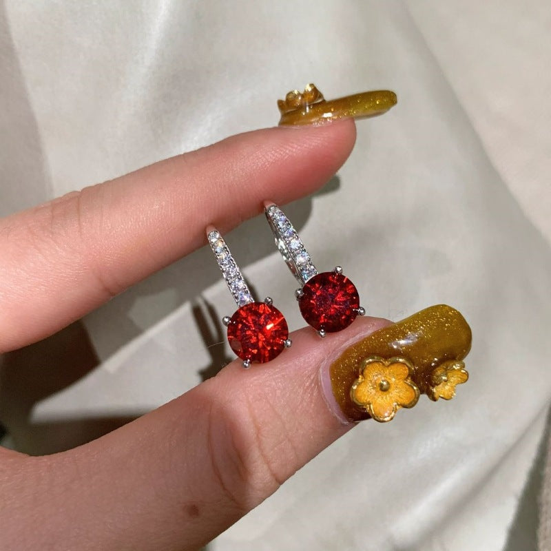 Silver Drop Earrings Eabha with Ruby
