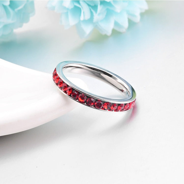 White Gold Eternity Ring Nuala with Ruby