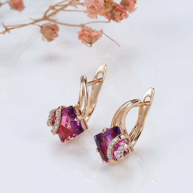 Gold Drop Earrings Órlaith with Red Crystal