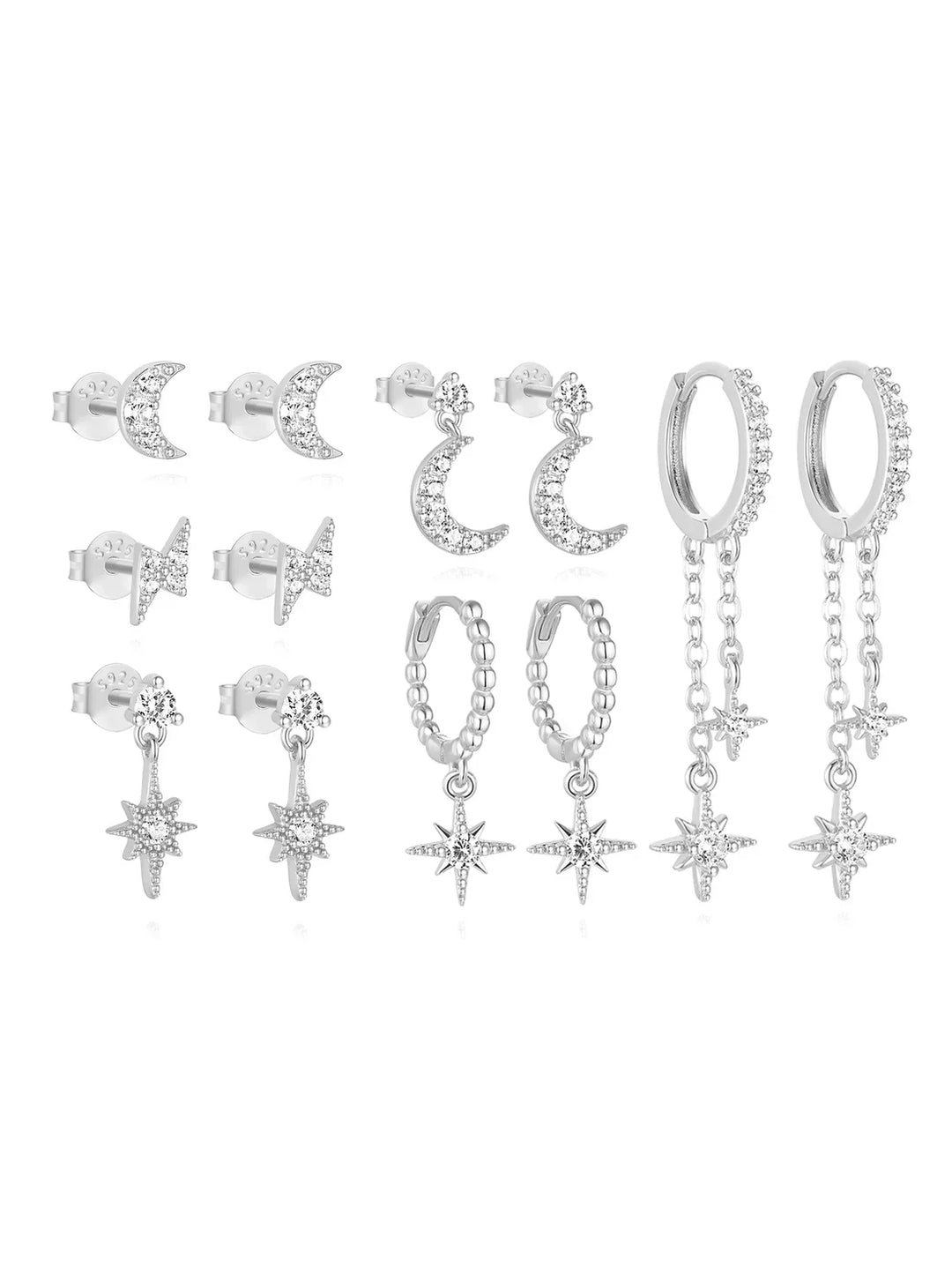 Gold Celestial Drop Earrings Aoife with Star and Moon