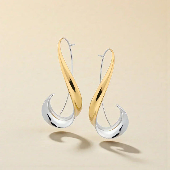 Gold &amp; Silver Hoop Earrings Méabh with Twisted Ribbon