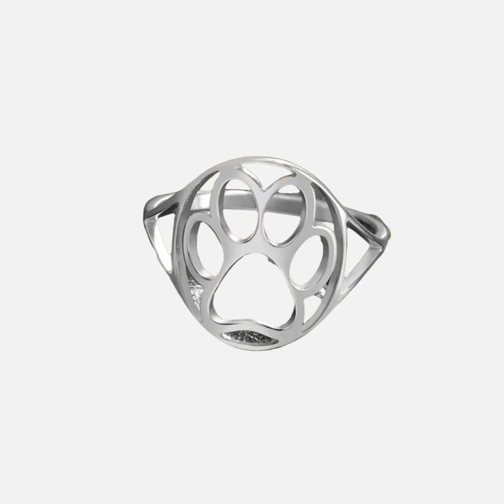 Gold Open Ring Niamh with Paw Print