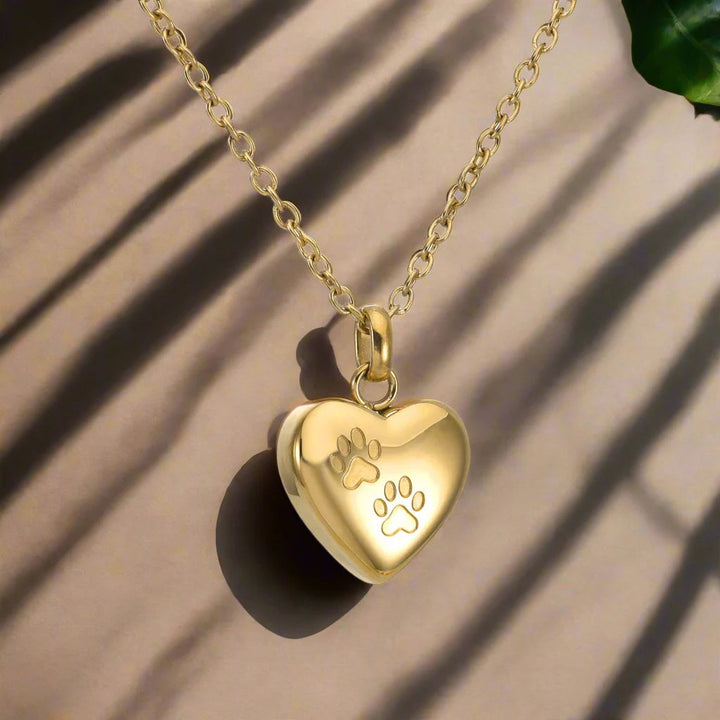 Silver Locket Necklace Aislinn with Paw Prints
