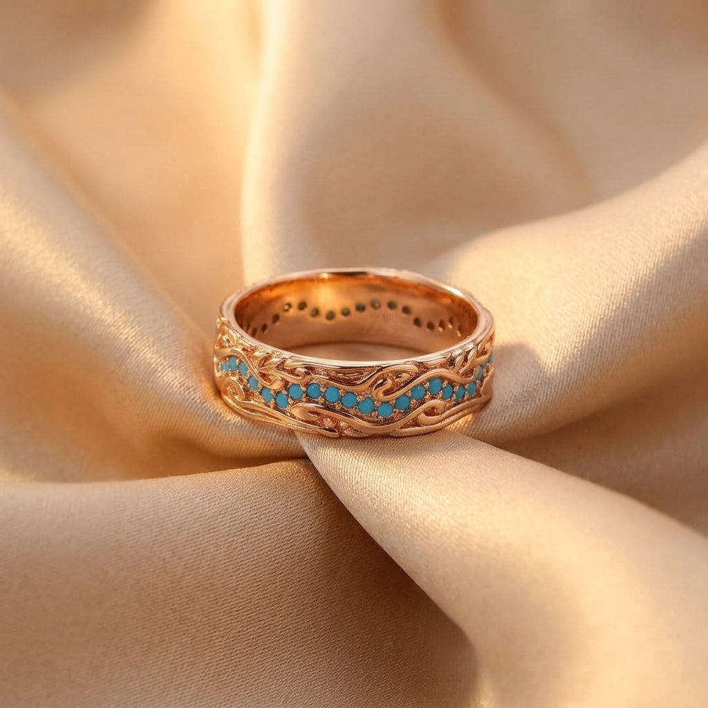 Rose Gold Ring Aoife with Turquoise