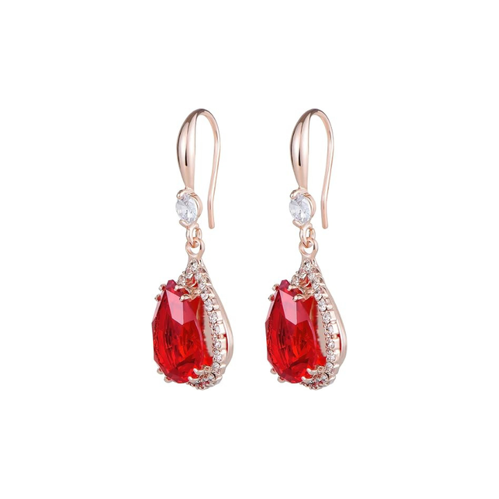 Rose Gold Drop Earrings Méabh with Ruby