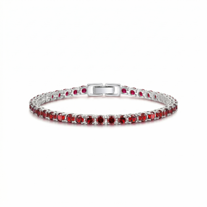 White Gold Tennis Bracelet Emer with Rubies