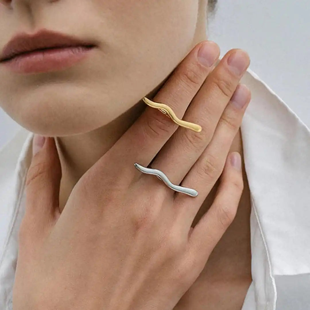 Gold &amp; Silver Ring Cara with Branch Motif