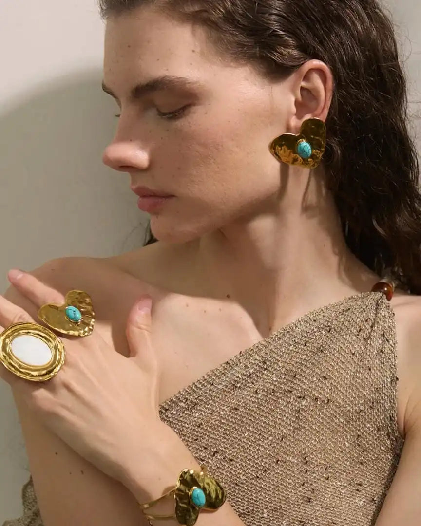 Gold Turquoise Heart Jewellery Set Nuala