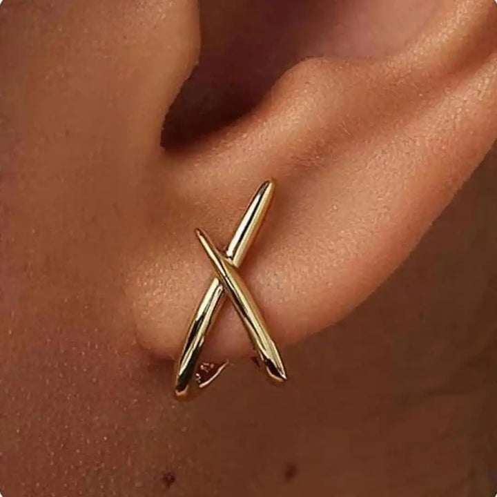 Gold Earrings Fiadh with Cross Motif