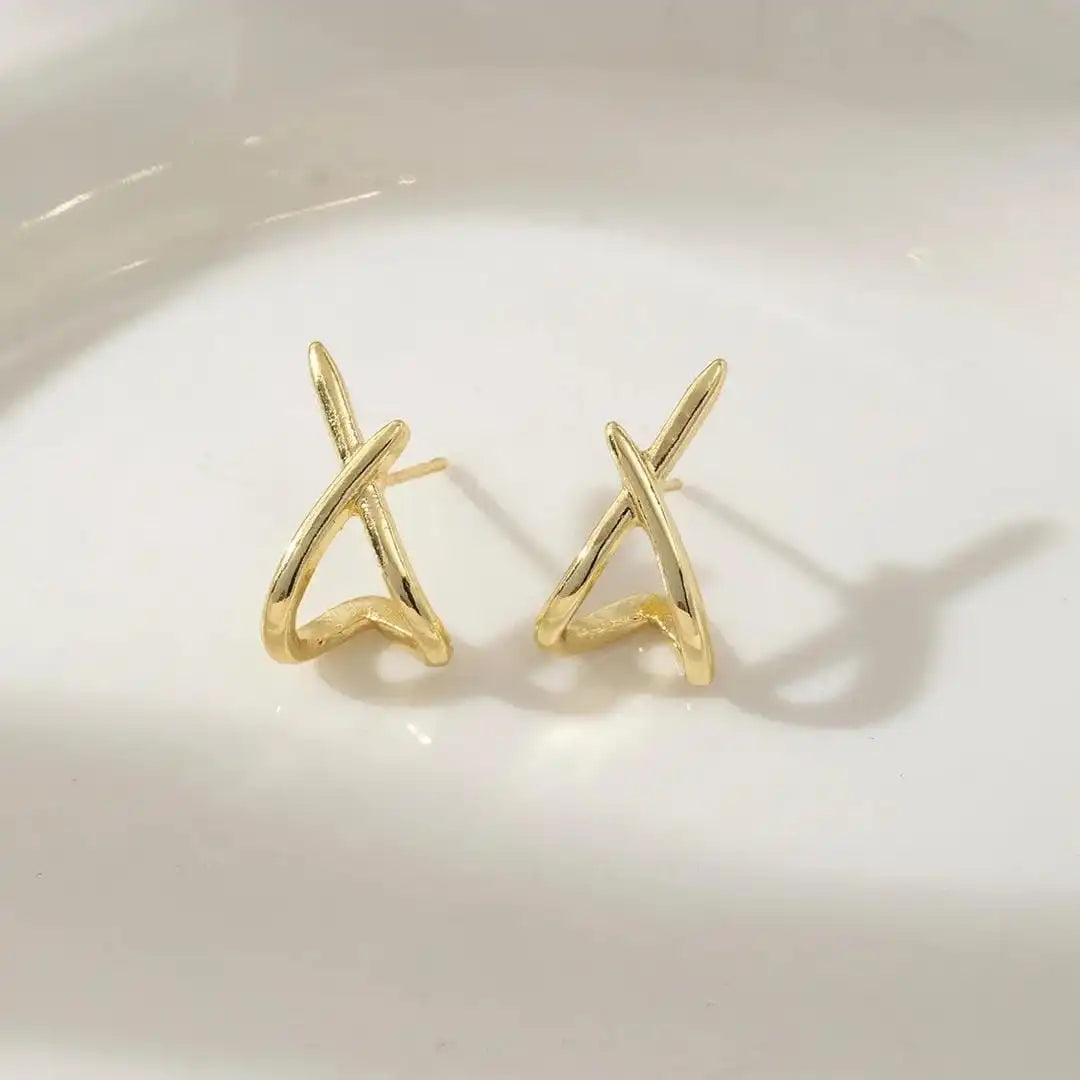 Gold Earrings Fiadh with Cross Motif