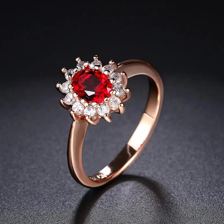 Gold &amp; Silver Halo Ring Clíodhna with Ruby &amp; Sapphire