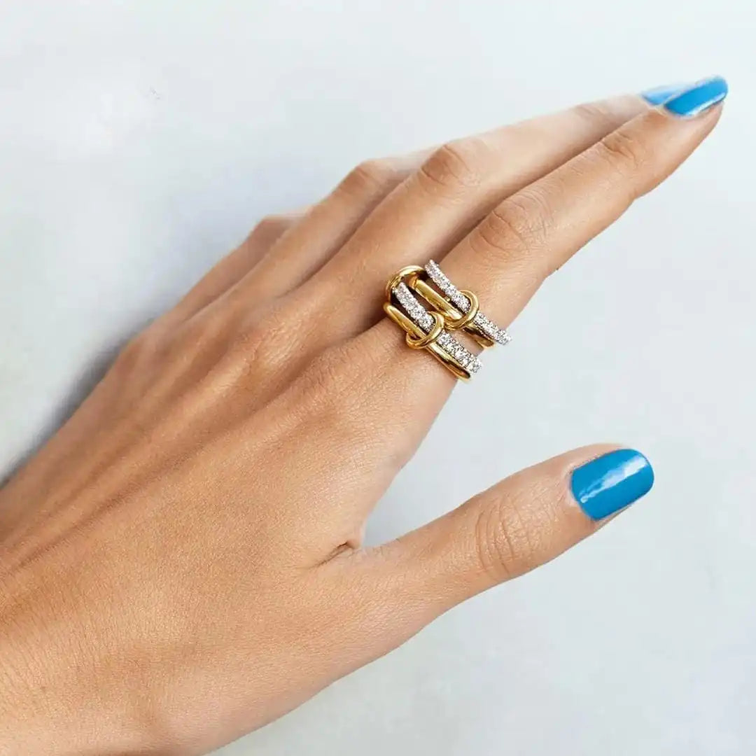 Gold &amp; Silver Ring Deirdre with Zirconia