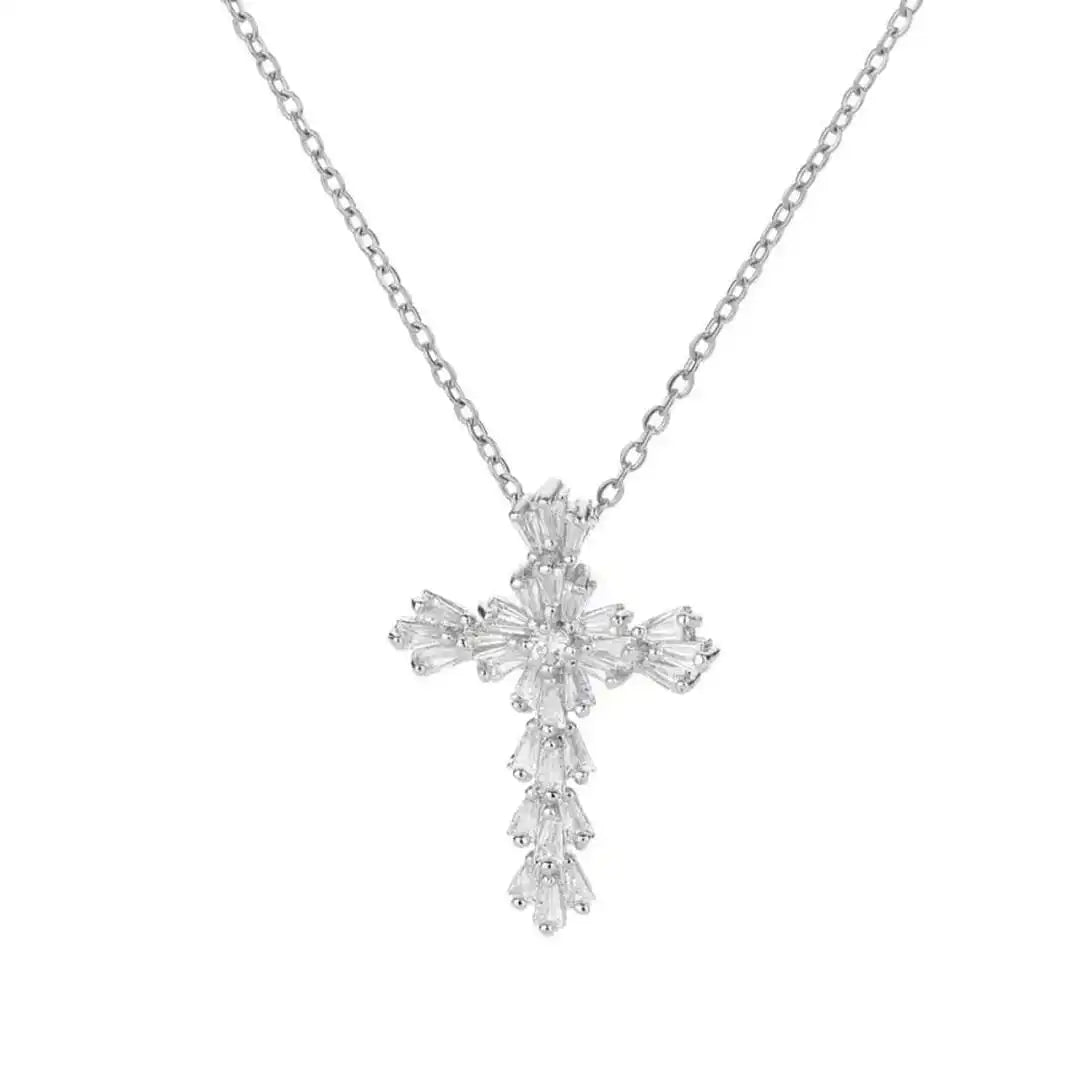 Silver Necklace Darina with Zirconia Cross