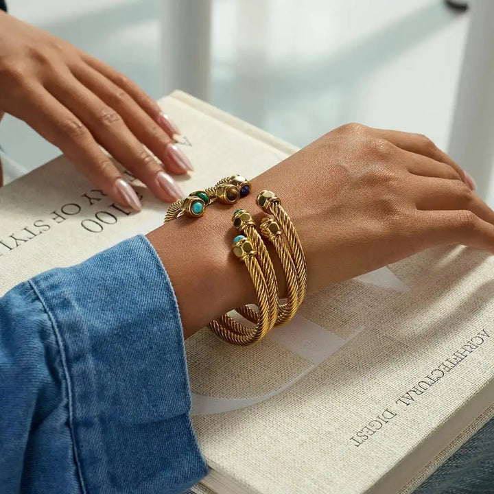 Gold Cuff Bracelet Saoirse with Turquoise