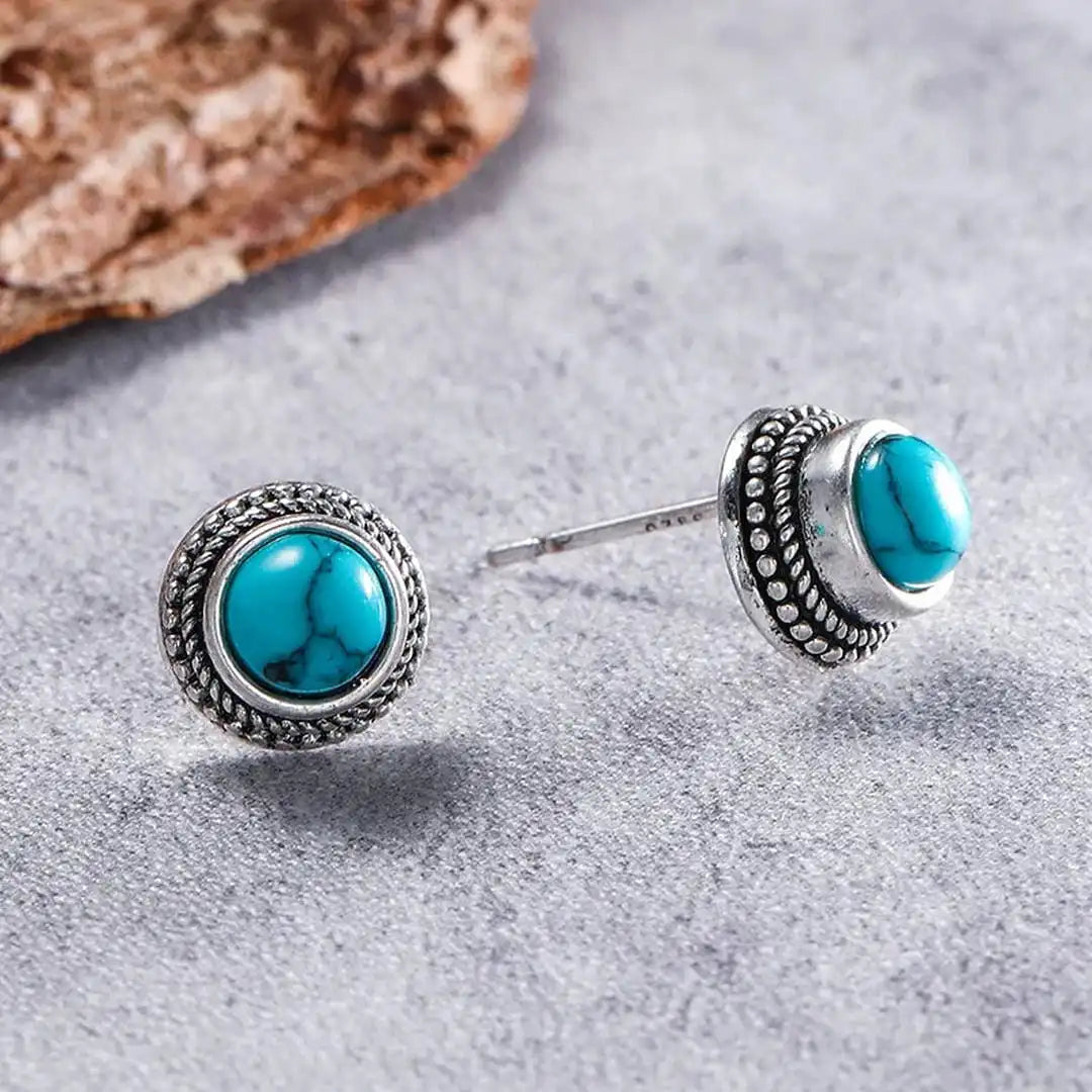 Silver Stud Earrings Sinéad with Turquoise