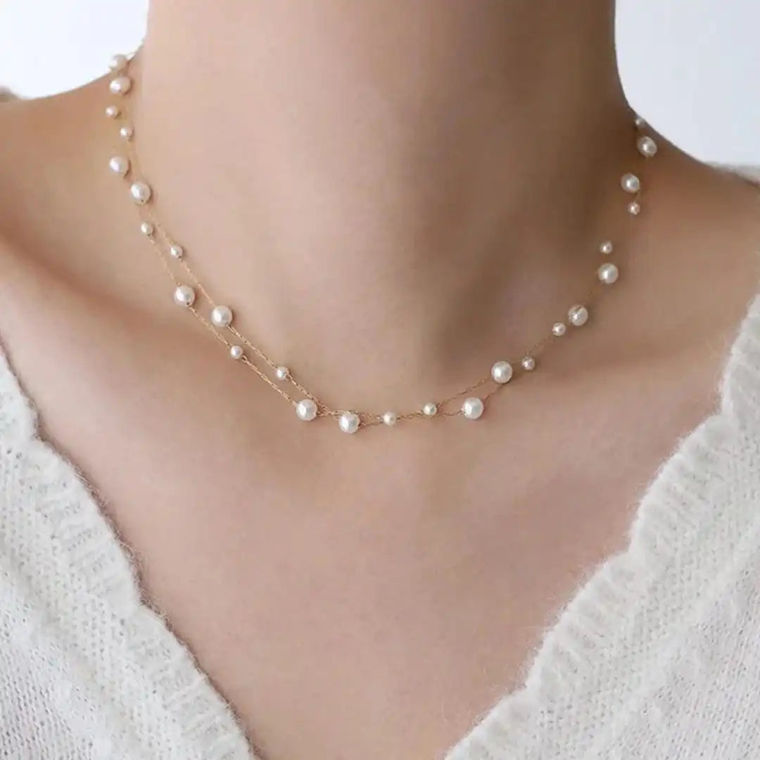 Gold Beaded Necklace Galway with Pearls