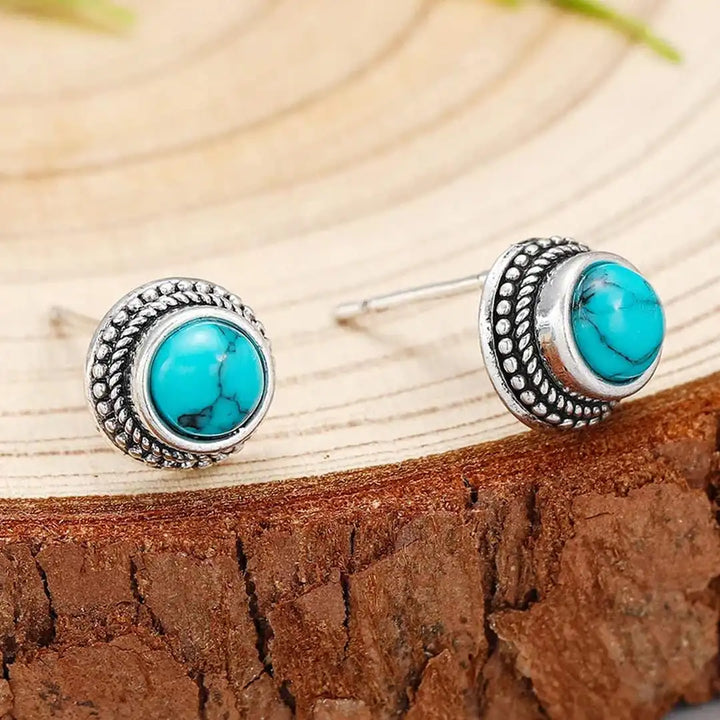 Silver Stud Earrings Sinéad with Turquoise