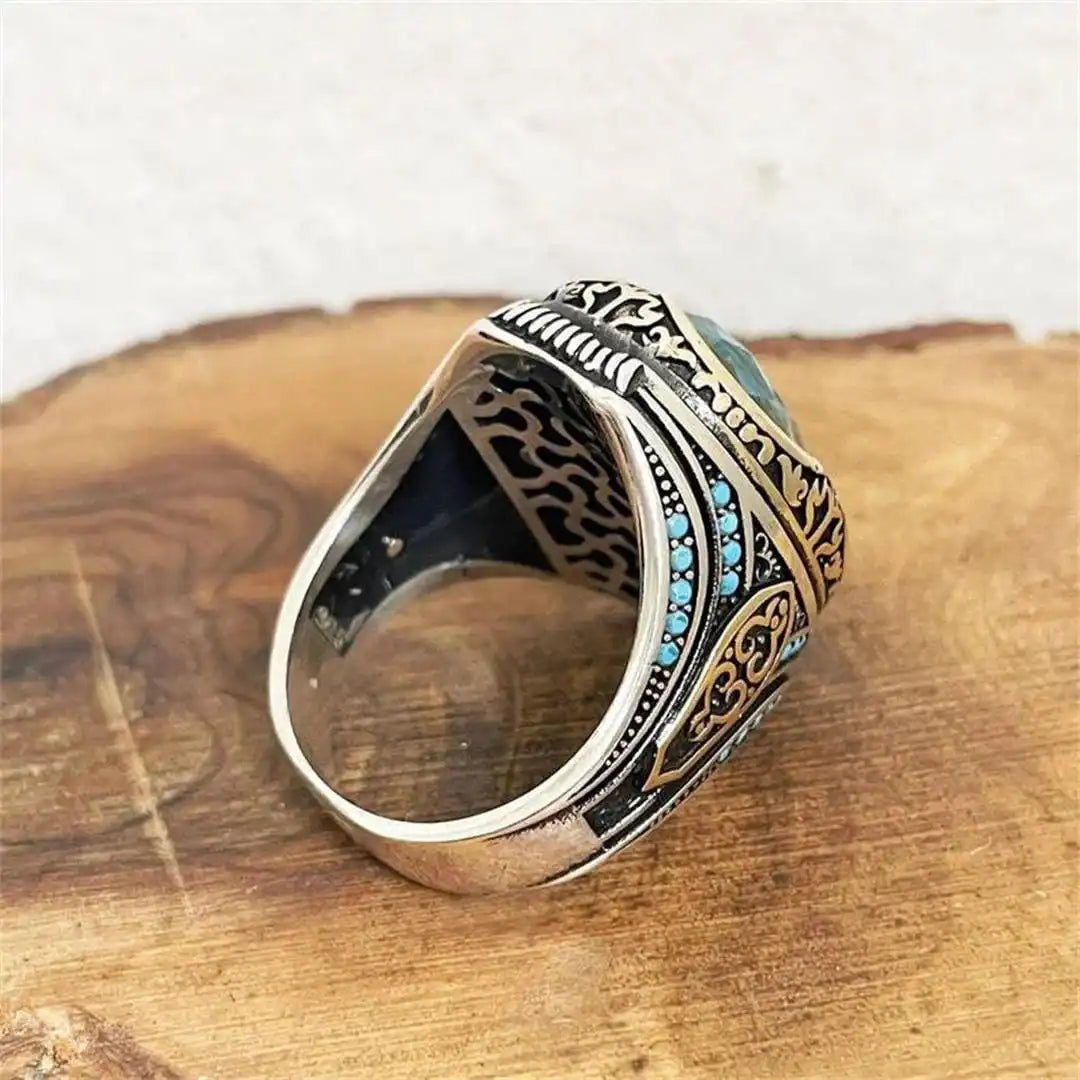 Silver &amp; Gold Ring Clíodhna with Aquamarine