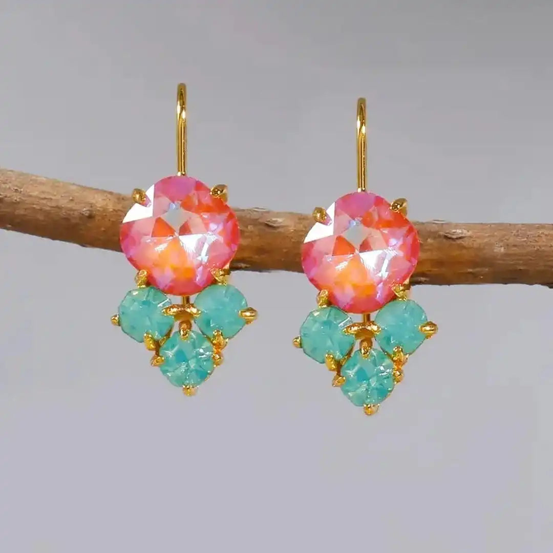 Gold Drop Earrings Sadhbh with Orange Crystal