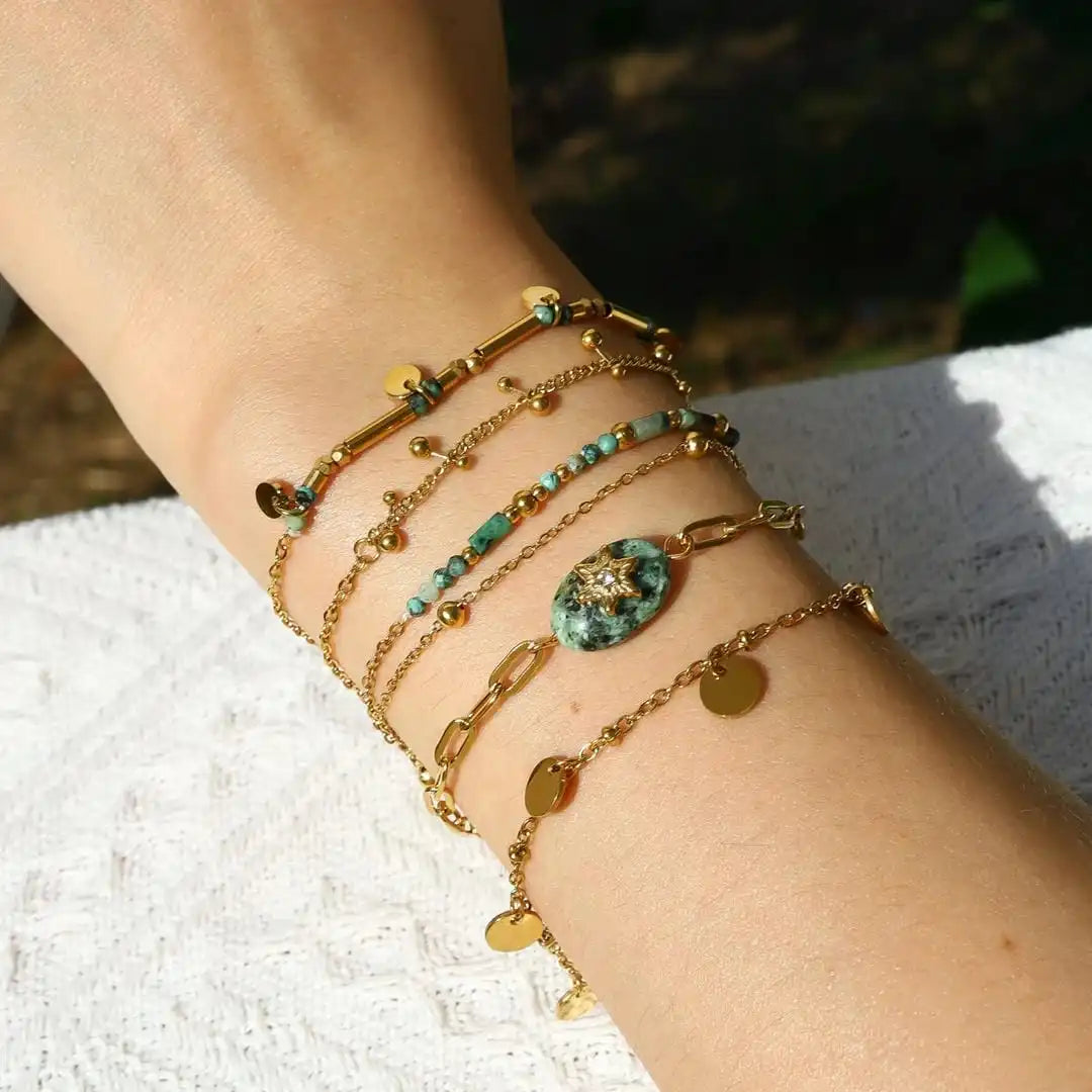 Gold and Turquoise Bracelet Set Deirdre
