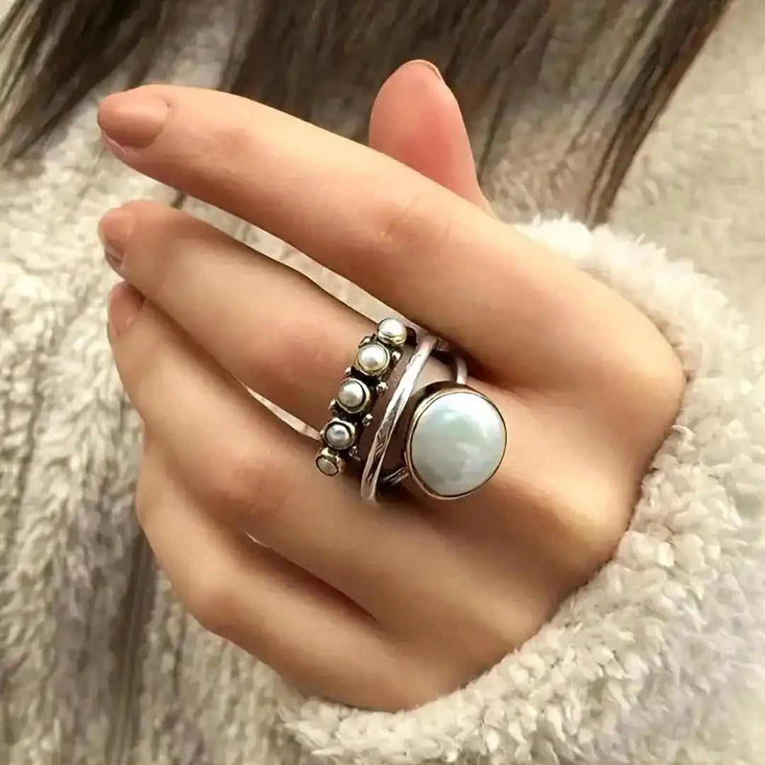 Silver Ring Emer with Pearls