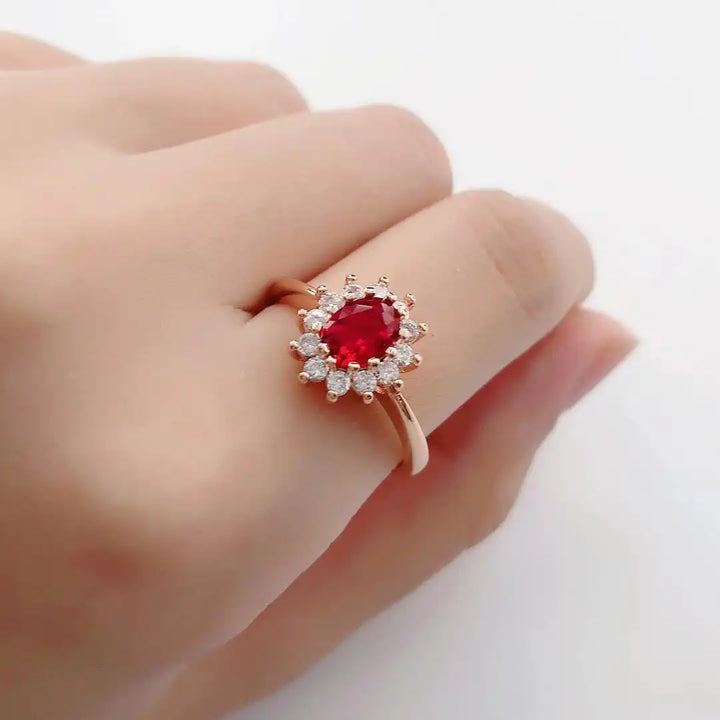 Gold &amp; Silver Halo Ring Clíodhna with Ruby &amp; Sapphire