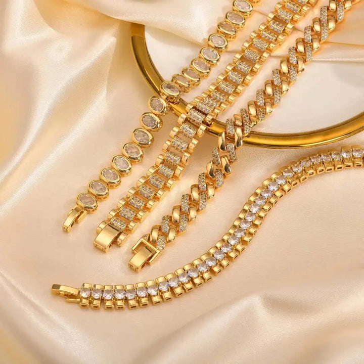 Gold Zirconia Bracelet Set Áine