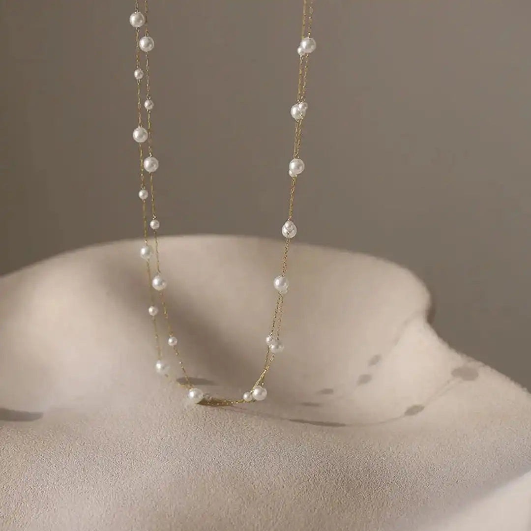 Gold Beaded Necklace Galway with Pearls