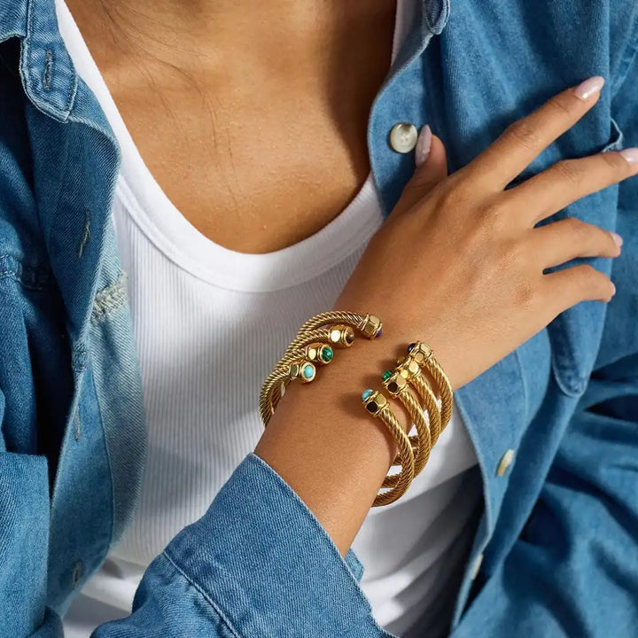 Gold Cuff Bracelet Saoirse with Turquoise