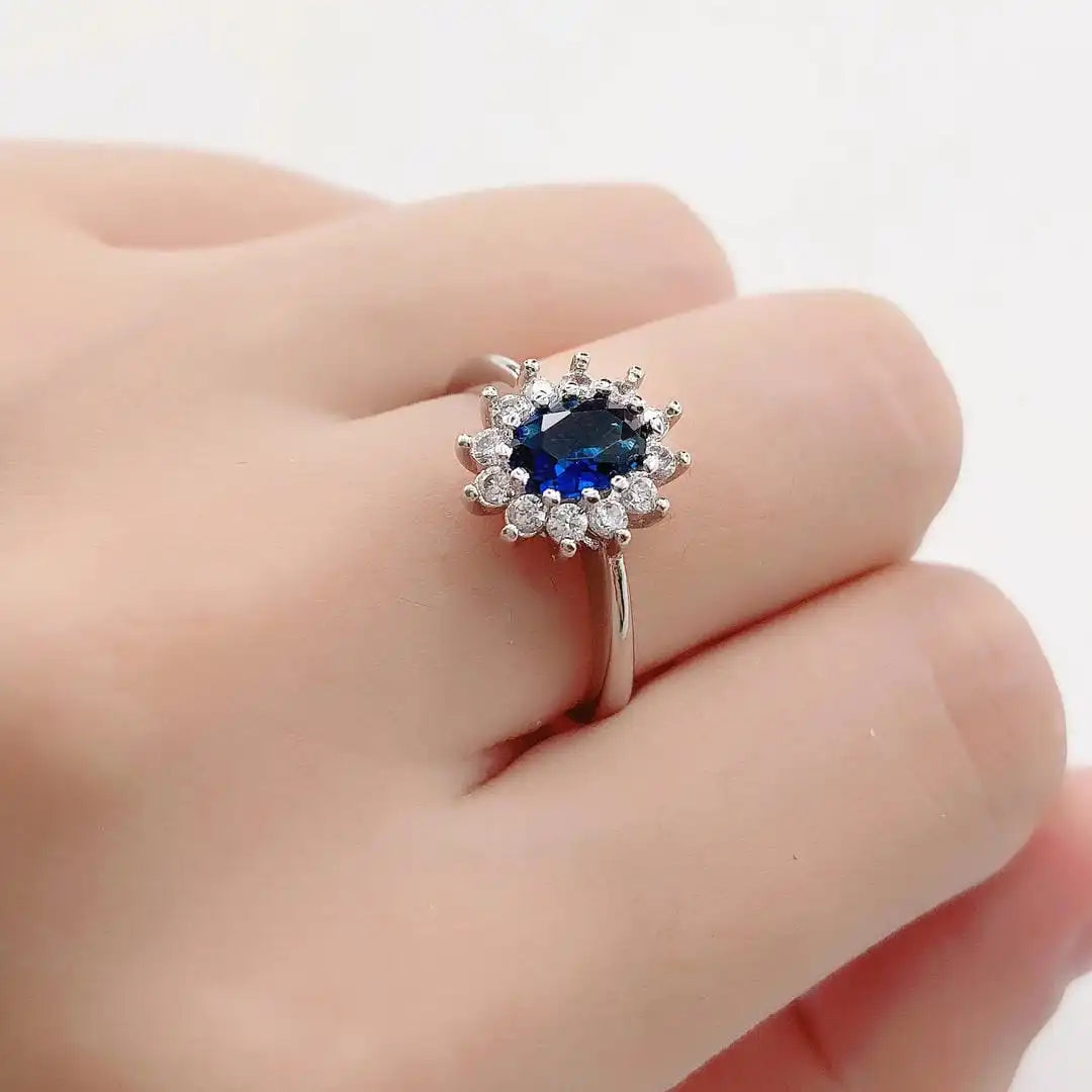 Gold &amp; Silver Halo Ring Clíodhna with Ruby &amp; Sapphire