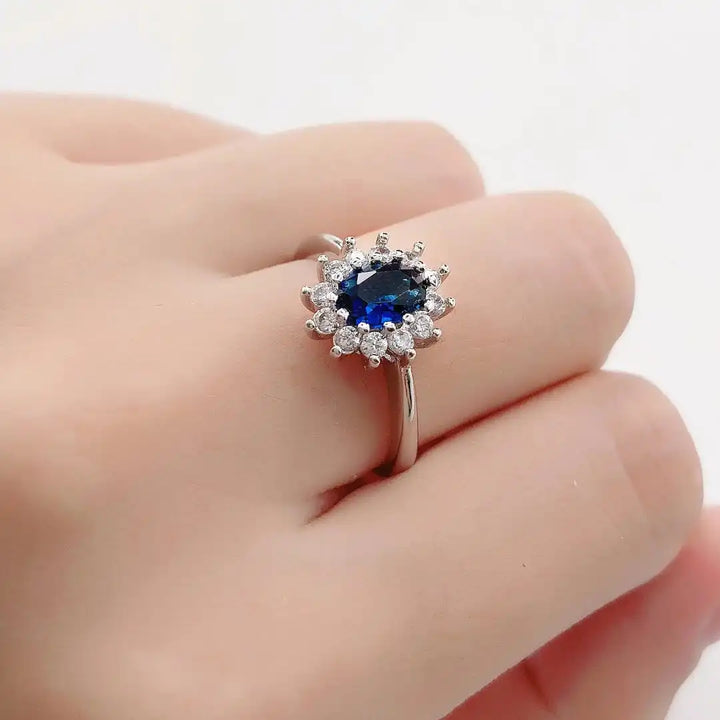 Gold &amp; Silver Halo Ring Clíodhna with Ruby &amp; Sapphire