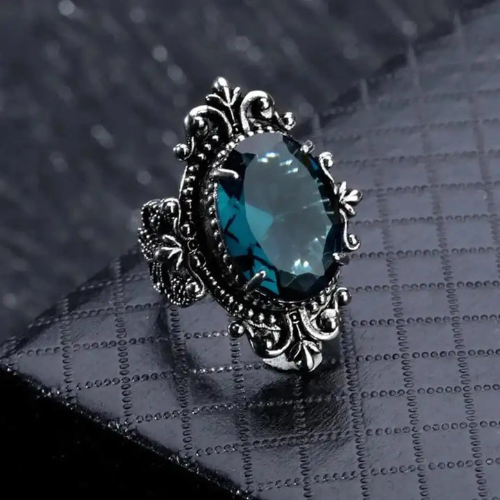 Silver Ring Bláthnaid with Blue Zircon