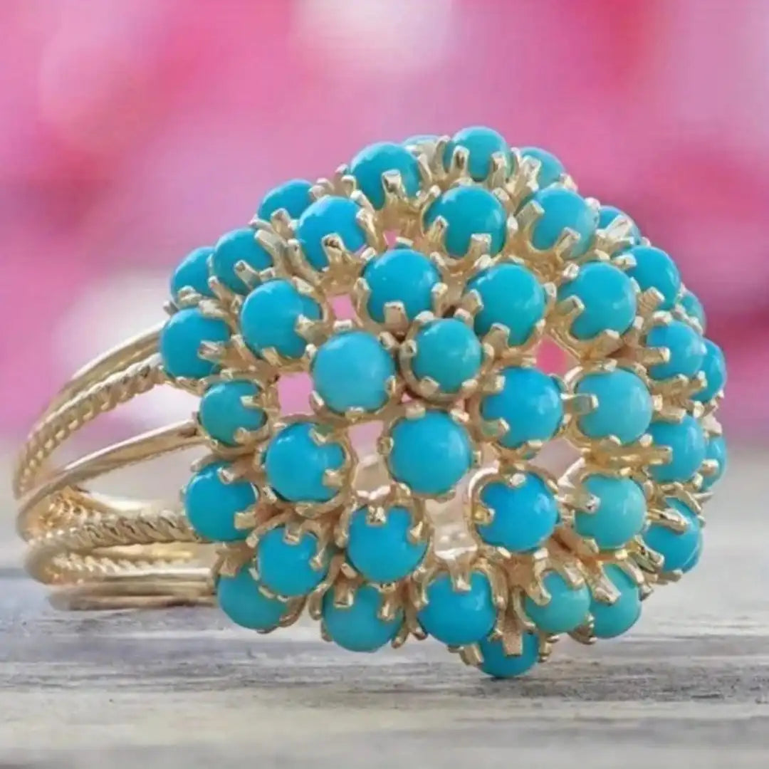 Gold Bohemian Ring Muirne with Turquoise