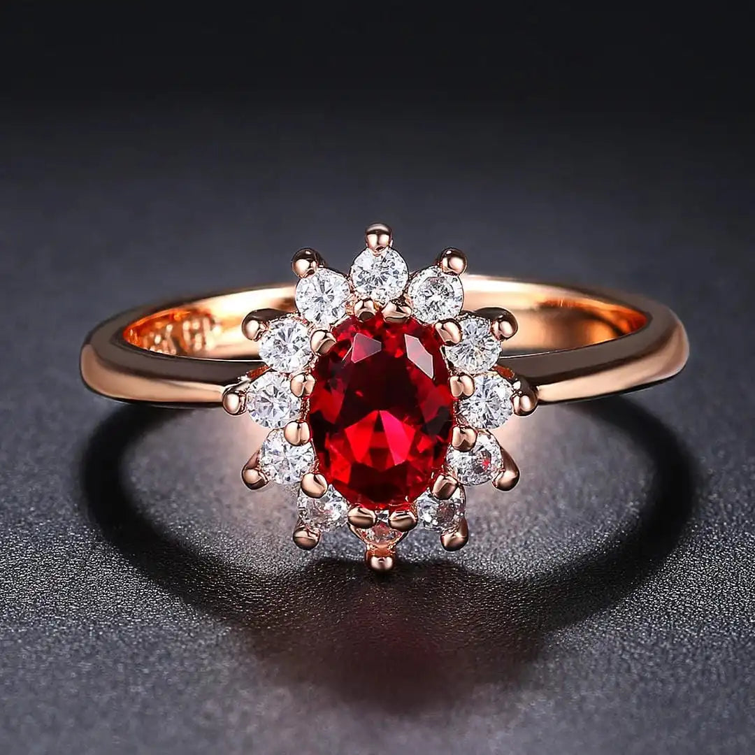 Gold &amp; Silver Halo Ring Clíodhna with Ruby &amp; Sapphire