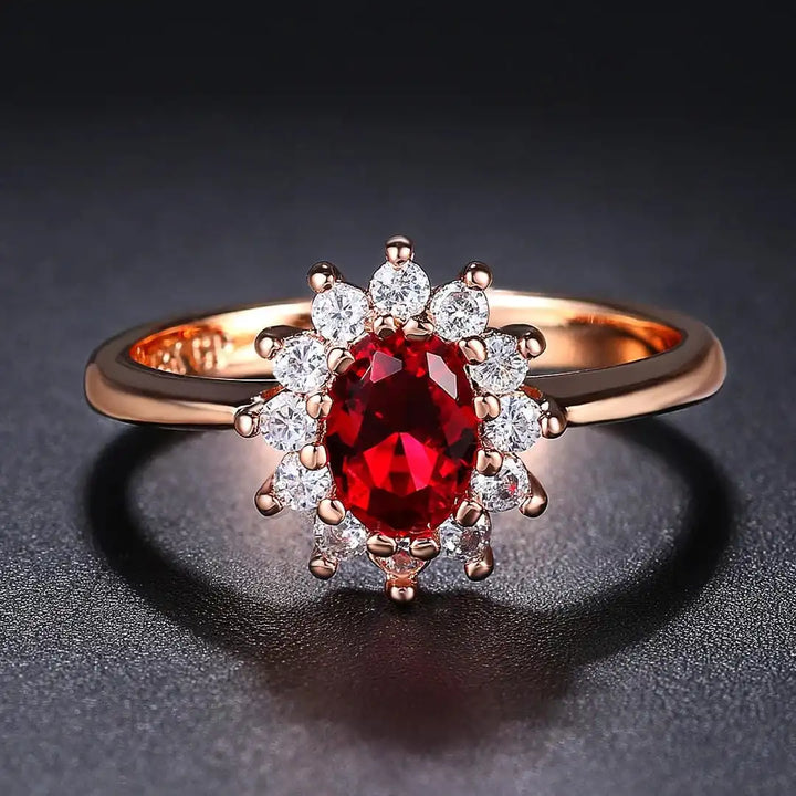 Gold &amp; Silver Halo Ring Clíodhna with Ruby &amp; Sapphire